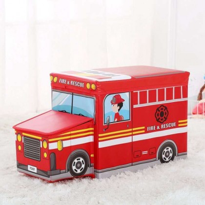 {M'SIA STOCK} Kids Vehicle Toy Storage Box Foldable Organizer Box Multipurpose Vehicle Stool Sofa Storage可折叠多功能卡通汽车收纳箱玩具