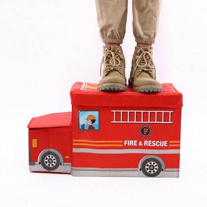 {M'SIA STOCK} Kids Vehicle Toy Storage Box Foldable Organizer Box Multipurpose Vehicle Stool Sofa Storage可折叠多功能卡通汽车收纳箱玩具